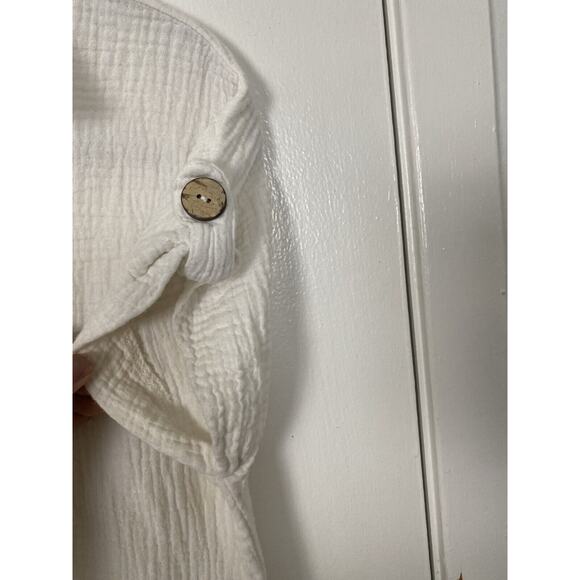 J Robert's White Women Romper Gauze Material Bikini Cover Up Collared Size S/M - Picture 11 of 11